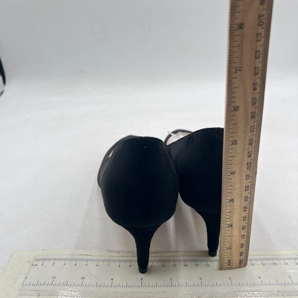 YDN Black Kitten Heeled Pumps Pointed Toe Dress Shoes for Office Lady Soft Suede - Picture 5 of 8